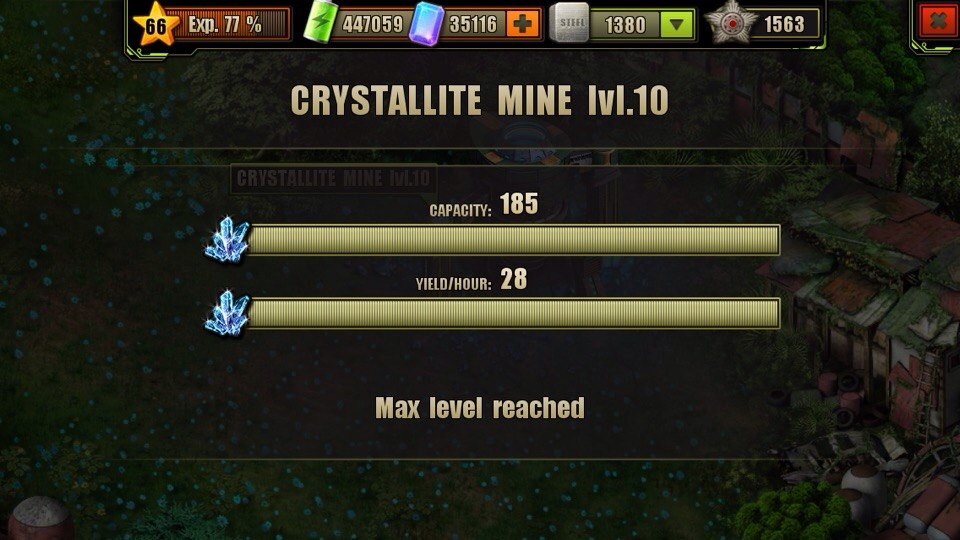 Crystallite Mine Max Level